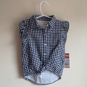 Cat & Jack Black Gingham Short Sleeve Top NWT